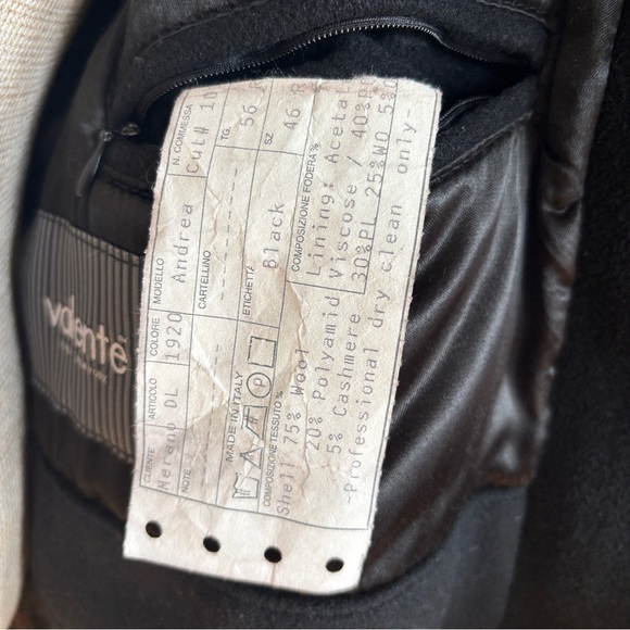 Valente Men’s 3/4 Coat Wool Blend Designer Jacket Size 55 IT 46 US Made in Italy - Picture 8 of 13